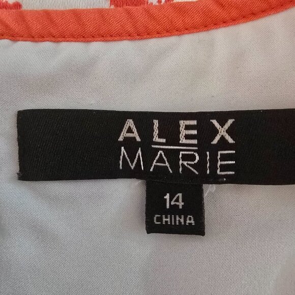 WOMENS ALEX MARIE RED WHITE FLORAL LINED SLEEVELESS PLEATED A LINE DRESS SIZE 14 - Picture 7 of 9